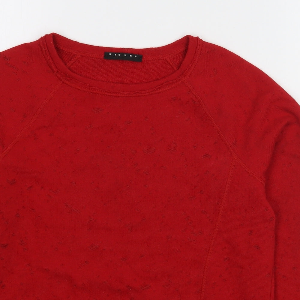 Sisley Girls Red  Cotton Pullover Sweatshirt Size 12-13 Years  Pullover