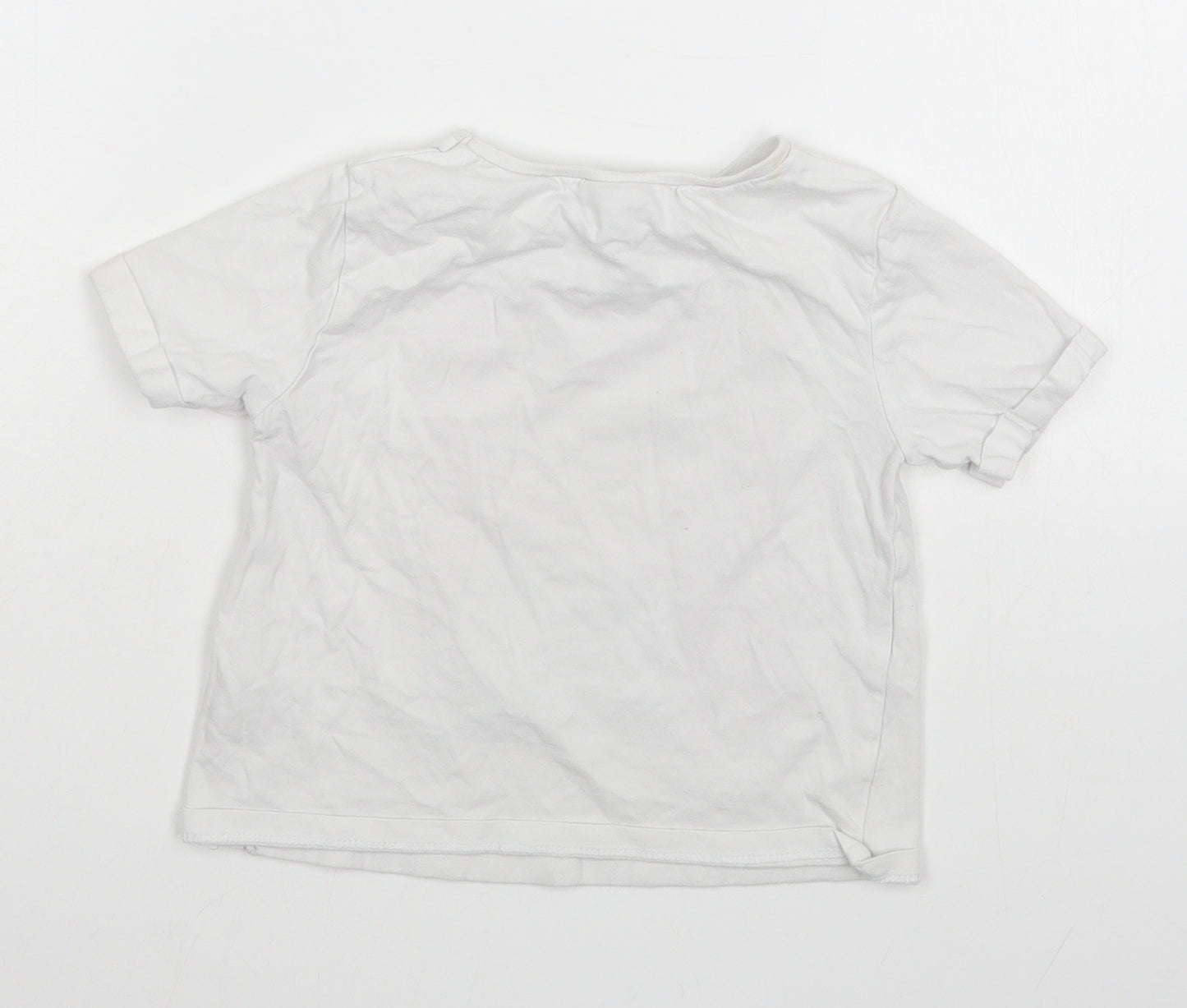 Matalan Girls White  100% Cotton Basic T-Shirt Size 4 Years Round Neck Pullover