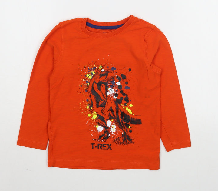 Matalan Boys Orange 100% Cotton Basic T-Shirt Size 5 Years Round Neck Pullover