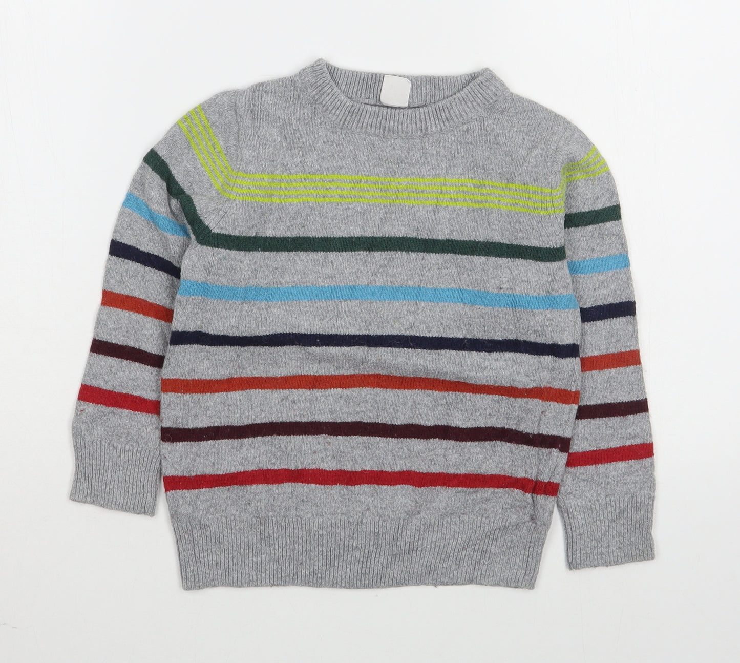 Gap Boys Grey Round Neck Striped Cotton Pullover Jumper Size 5 Years  Pullover