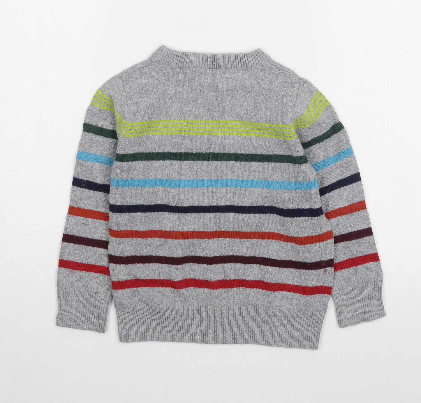 Gap Boys Grey Round Neck Striped Cotton Pullover Jumper Size 5 Years  Pullover