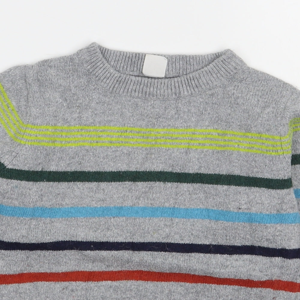 Gap Boys Grey Round Neck Striped Cotton Pullover Jumper Size 5 Years  Pullover