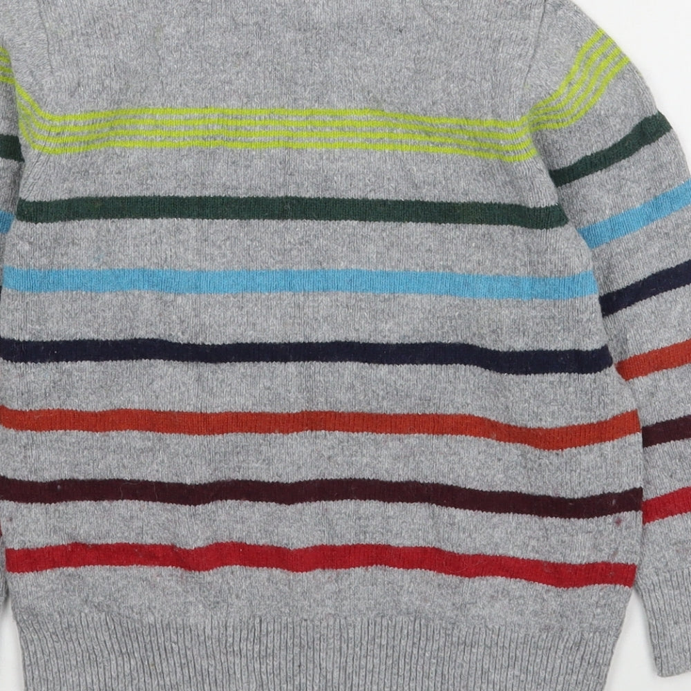 Gap Boys Grey Round Neck Striped Cotton Pullover Jumper Size 5 Years  Pullover