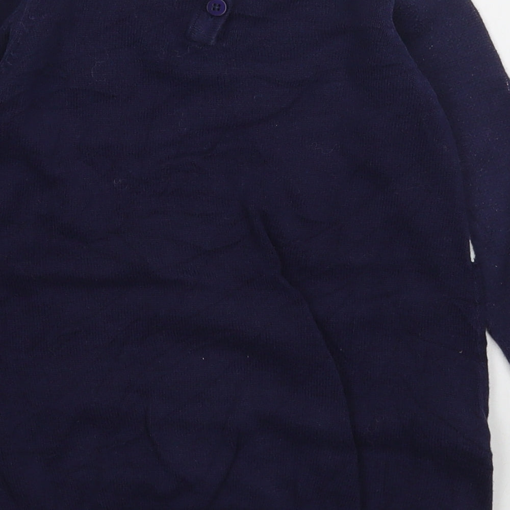 Preworn Girls Blue  100% Cotton Jumper Dress  Size 4-5 Years  Round Neck Button