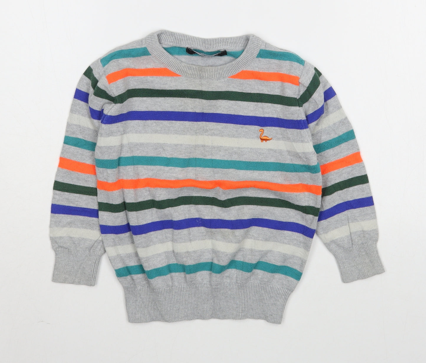 George Boys Gold Round Neck Striped Cotton Pullover Jumper Size 3-4 Years  Pullover