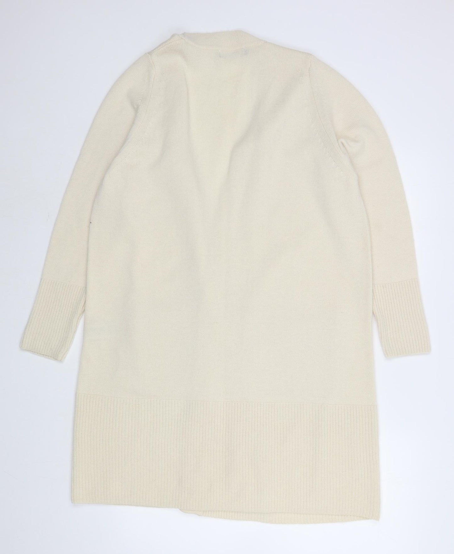 Marks and Spencer Womens Beige V-Neck  Wool Cardigan Jumper Size 16