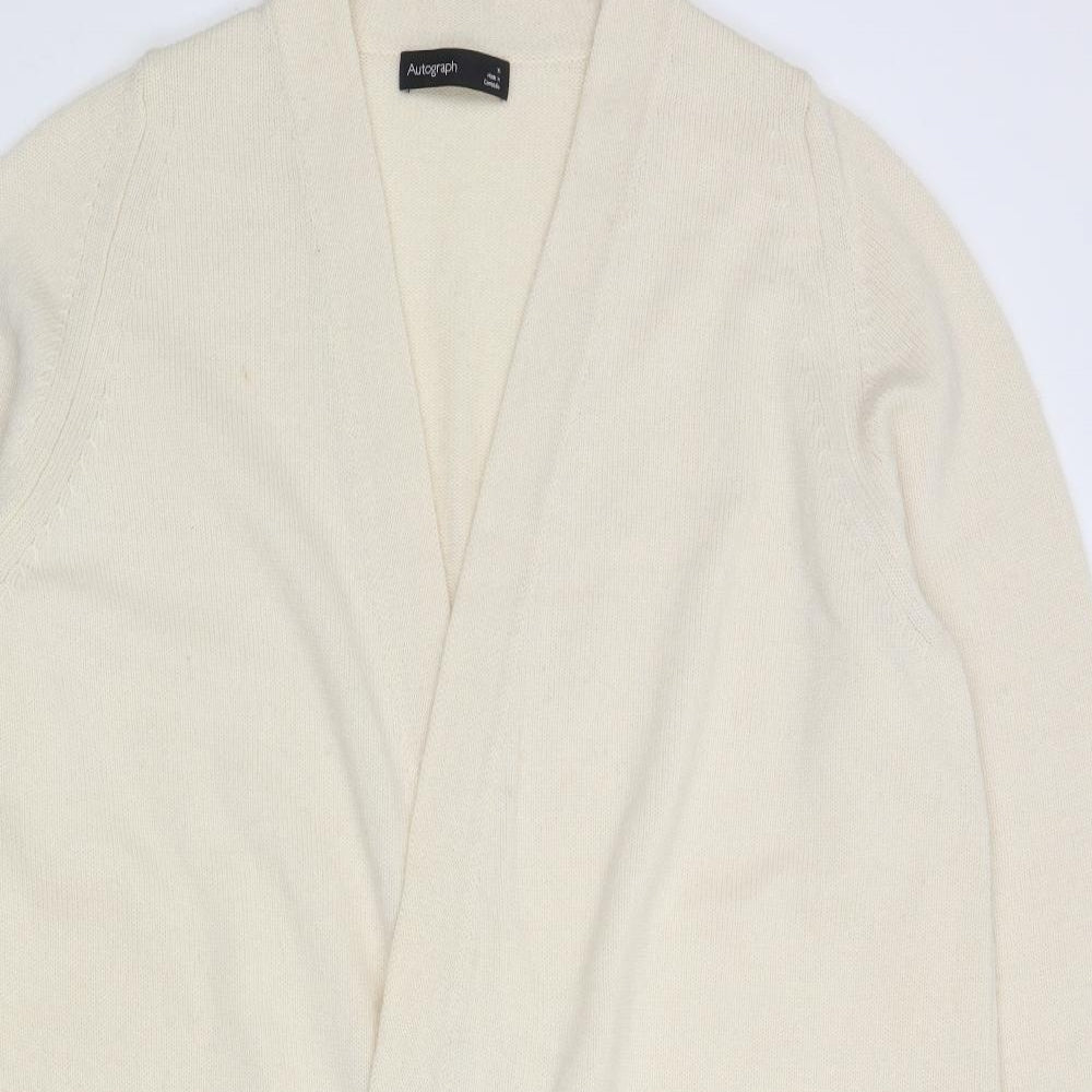 Marks and Spencer Womens Beige V-Neck  Wool Cardigan Jumper Size 16