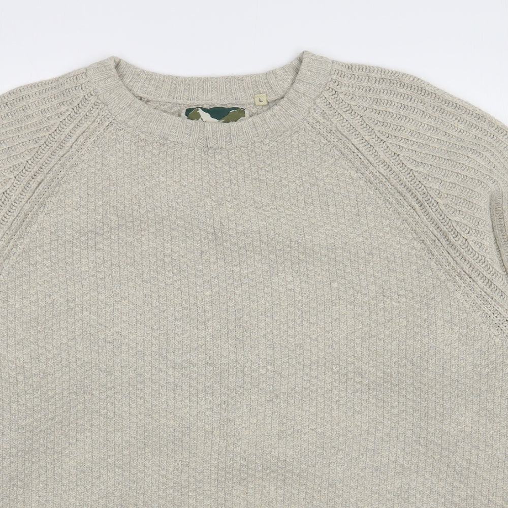 Mantaray Mens Beige Round Neck  Cotton Pullover Jumper Size L
