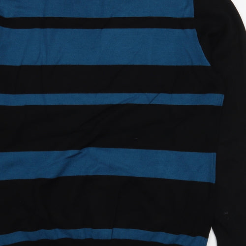 Mudflower Womens Blue Scoop Neck Striped Viscose Pullover Jumper Size XL