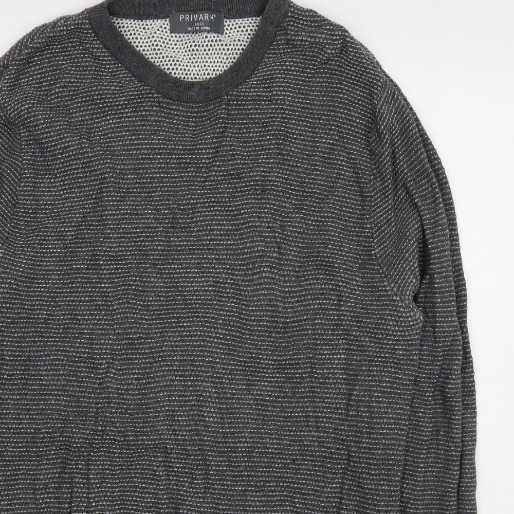 Primark Mens Green Round Neck  Cotton Pullover Jumper Size L