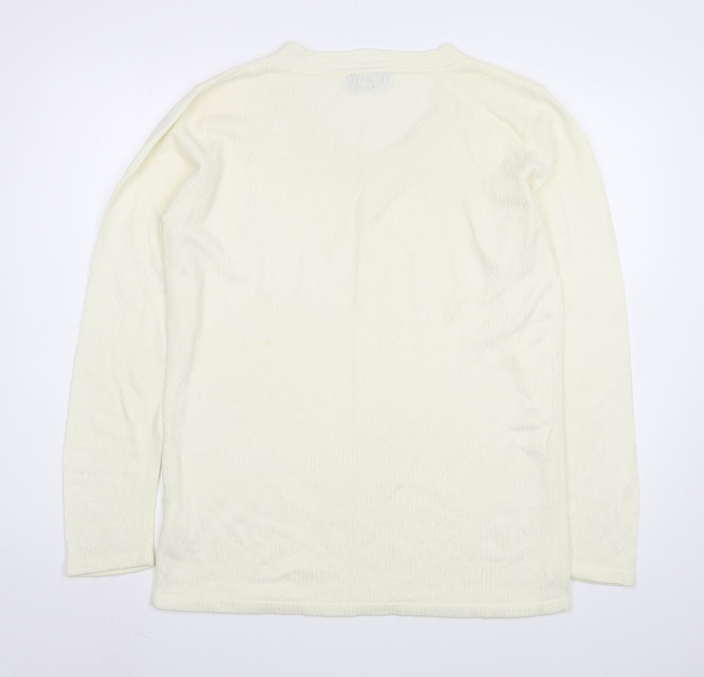 Cashmasoft Womens Ivory Scoop Neck  Acrylic Pullover Jumper Size XL