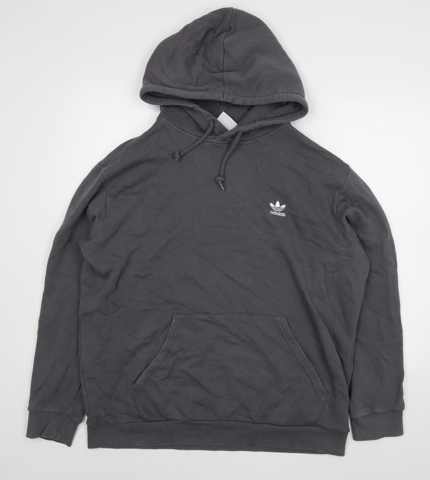 adidas Mens Grey  Cotton Pullover Hoodie Size XL
