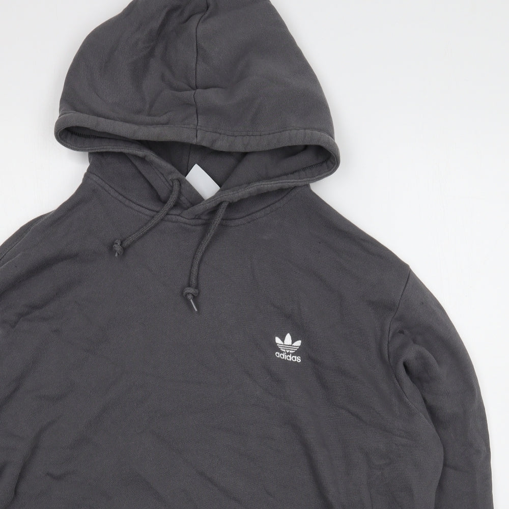 adidas Mens Grey  Cotton Pullover Hoodie Size XL