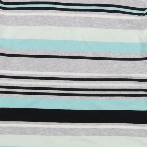 Gerry Weber Womens Grey V-Neck Striped Acrylic Pullover Jumper Size M