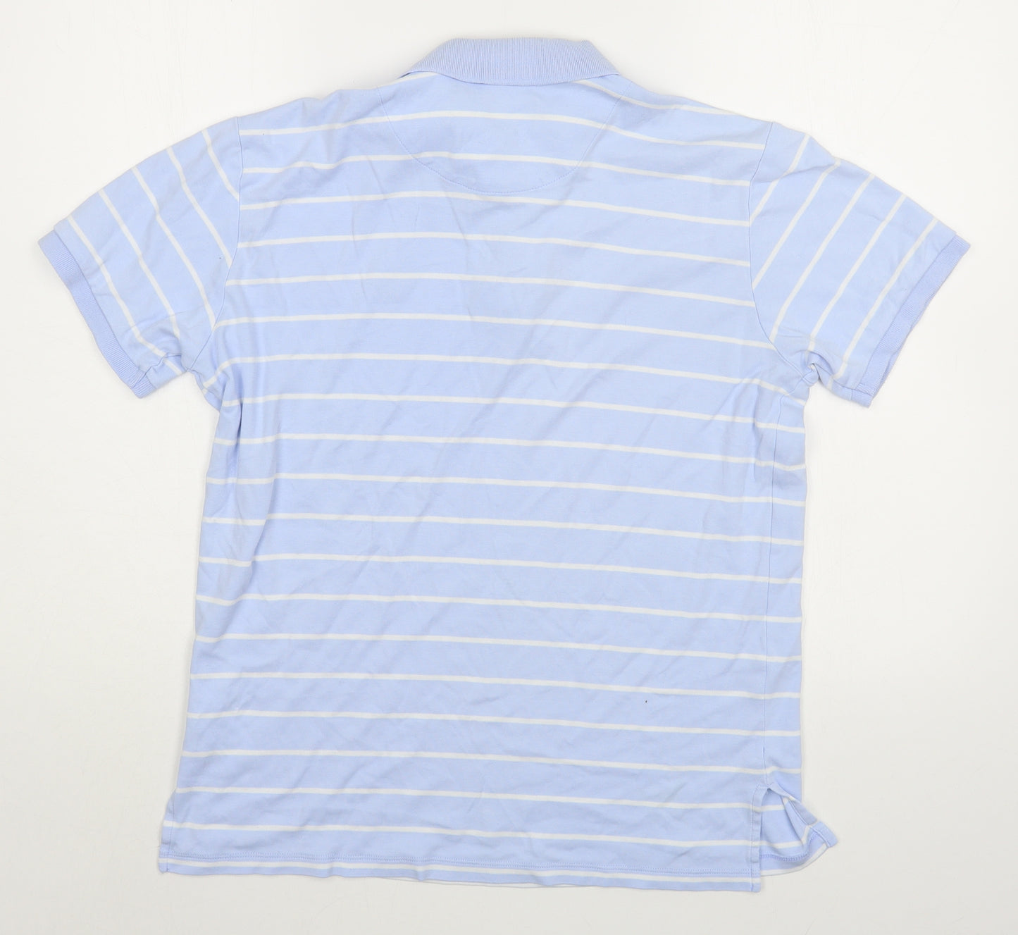 Paul Costelloe Mens Blue Striped 100% Cotton  Polo Size M Collared