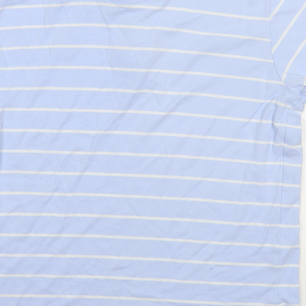 Paul Costelloe Mens Blue Striped 100% Cotton  Polo Size M Collared