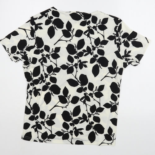 Anthology Womens White Floral Polyester Basic Blouse Size 16 V-Neck
