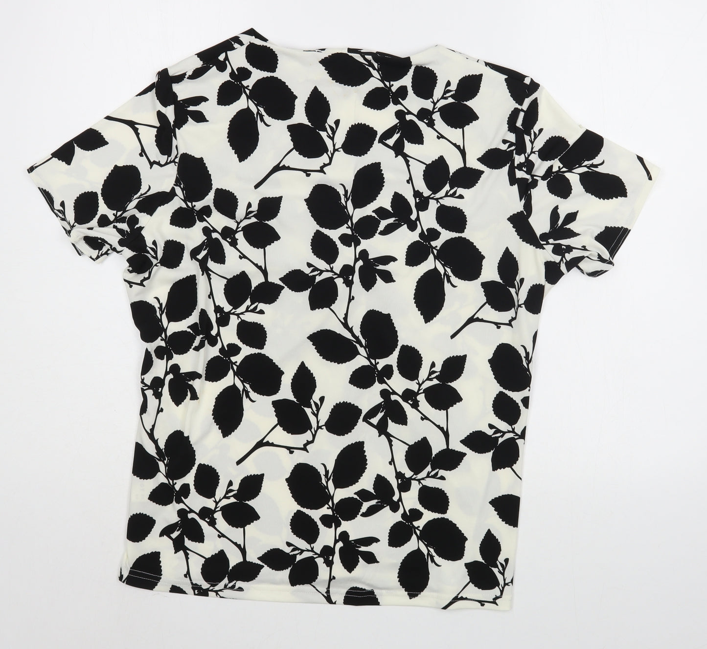 Anthology Womens White Floral Polyester Basic Blouse Size 16 V-Neck