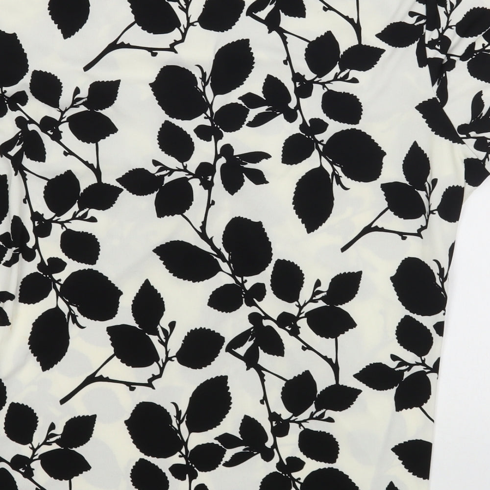 Anthology Womens White Floral Polyester Basic Blouse Size 16 V-Neck