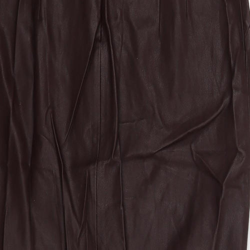 Zara Womens Brown  Polyurethane Straight & Pencil Skirt Size S   Zip