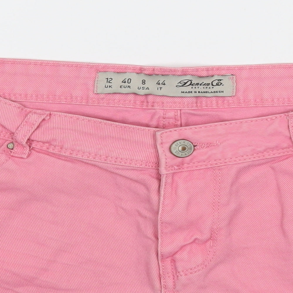 Primark Womens Pink  100% Cotton Hot Pants Shorts Size 12  Regular Zip