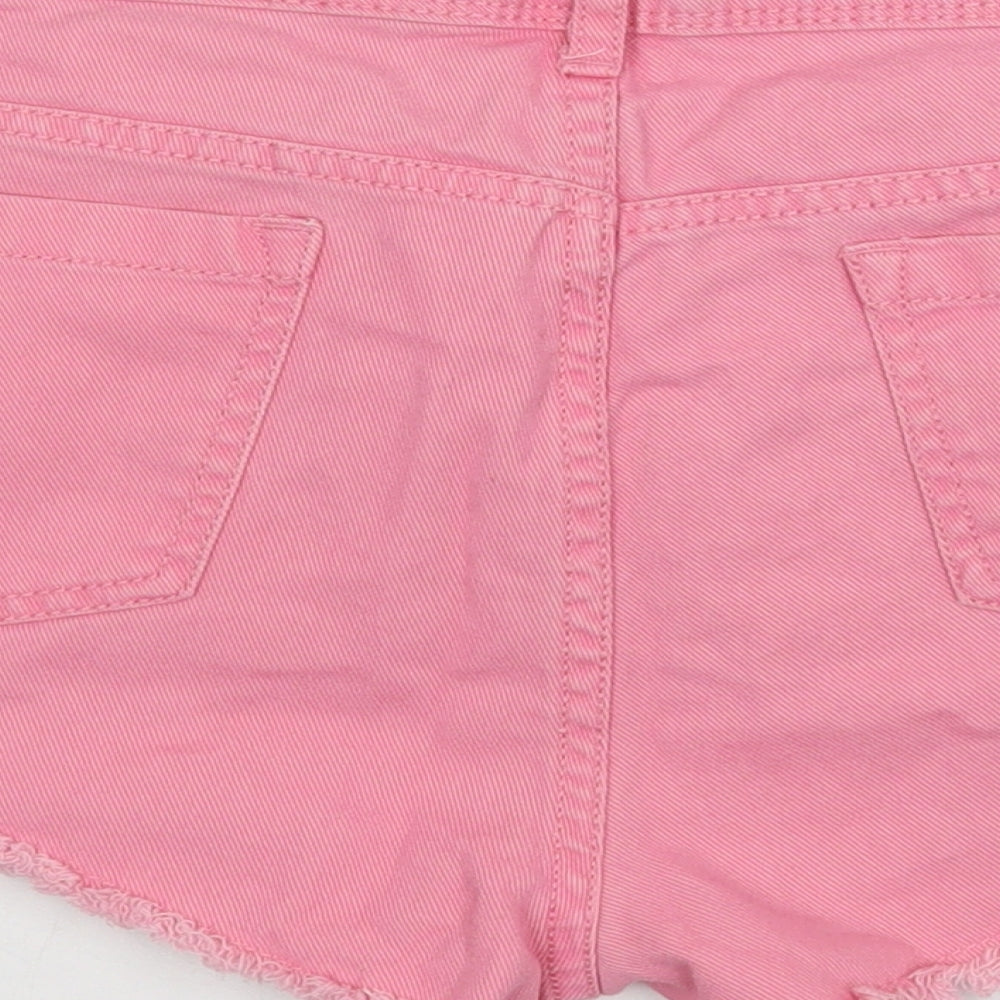 Primark Womens Pink  100% Cotton Hot Pants Shorts Size 12  Regular Zip