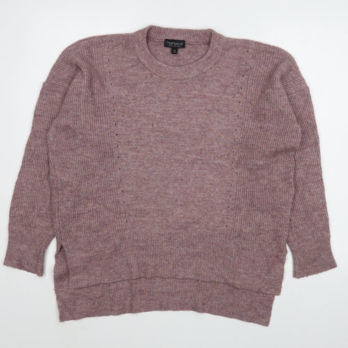 Topshop Womens Pink Round Neck  Acrylic Pullover Jumper Size 8