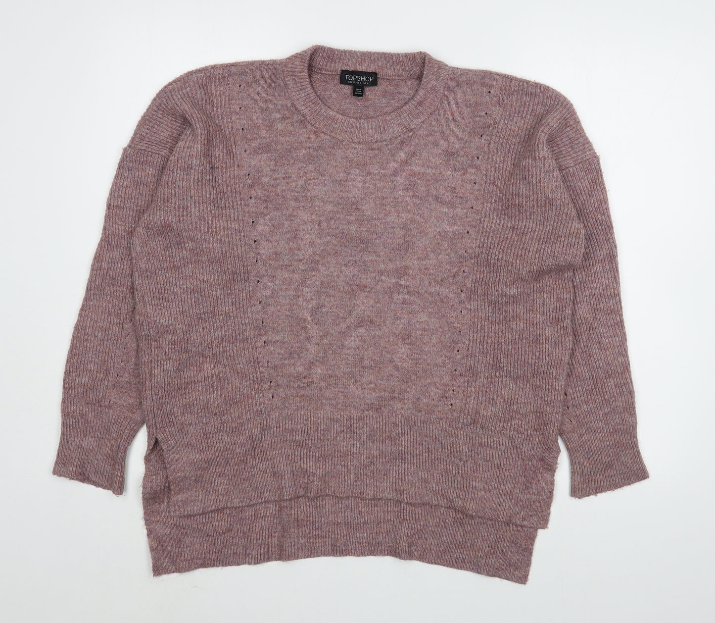 Topshop Womens Pink Round Neck  Acrylic Pullover Jumper Size 8