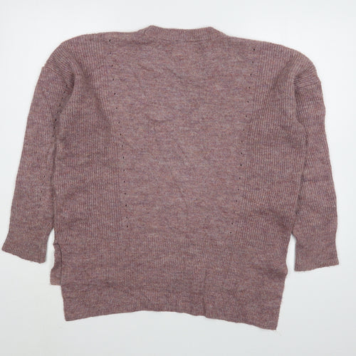 Topshop Womens Pink Round Neck  Acrylic Pullover Jumper Size 8