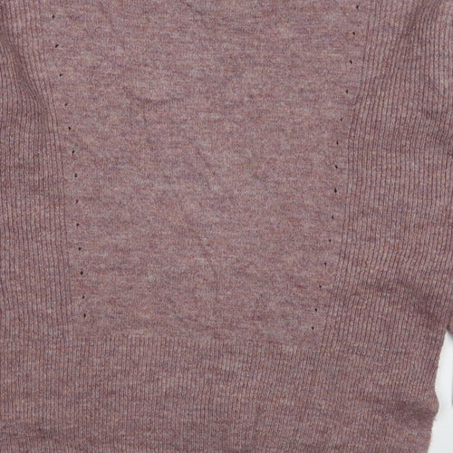 Topshop Womens Pink Round Neck  Acrylic Pullover Jumper Size 8