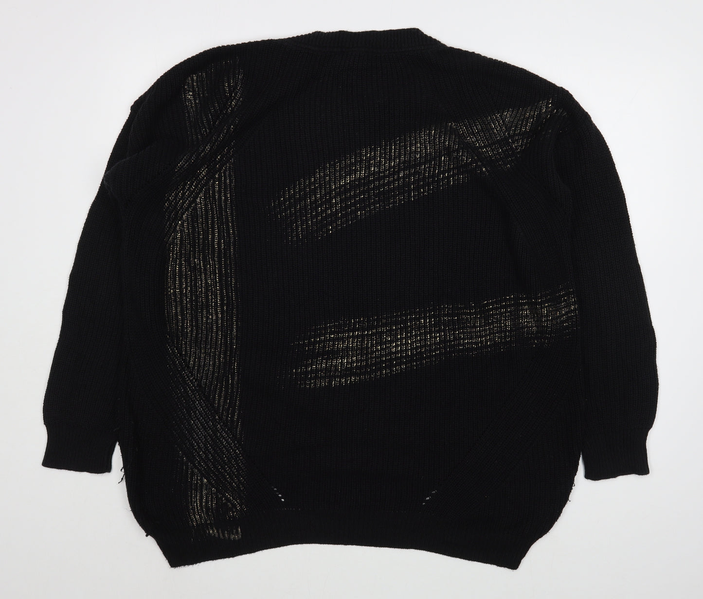 Vakkorama Womens Black Round Neck  Cotton Pullover Jumper Size M