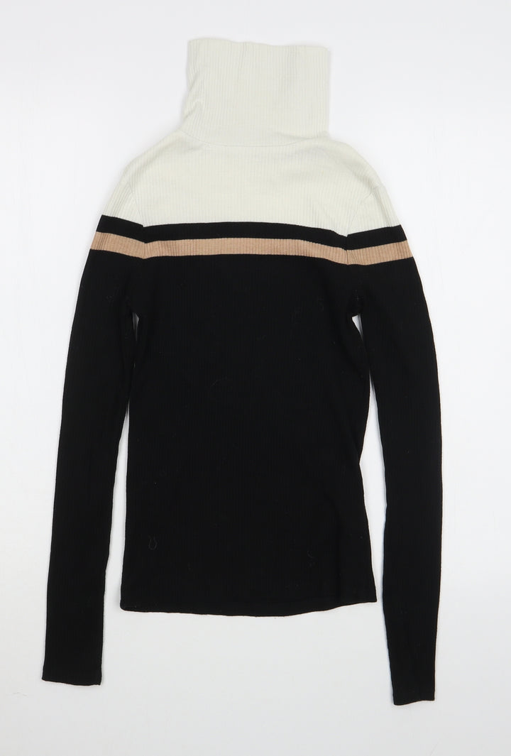 New Look Womens Black Roll Neck  Polyester Pullover Jumper Size 8