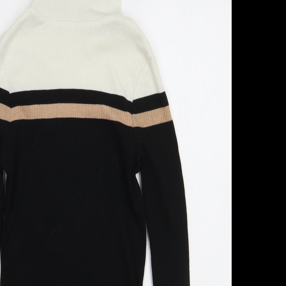 New Look Womens Black Roll Neck  Polyester Pullover Jumper Size 8