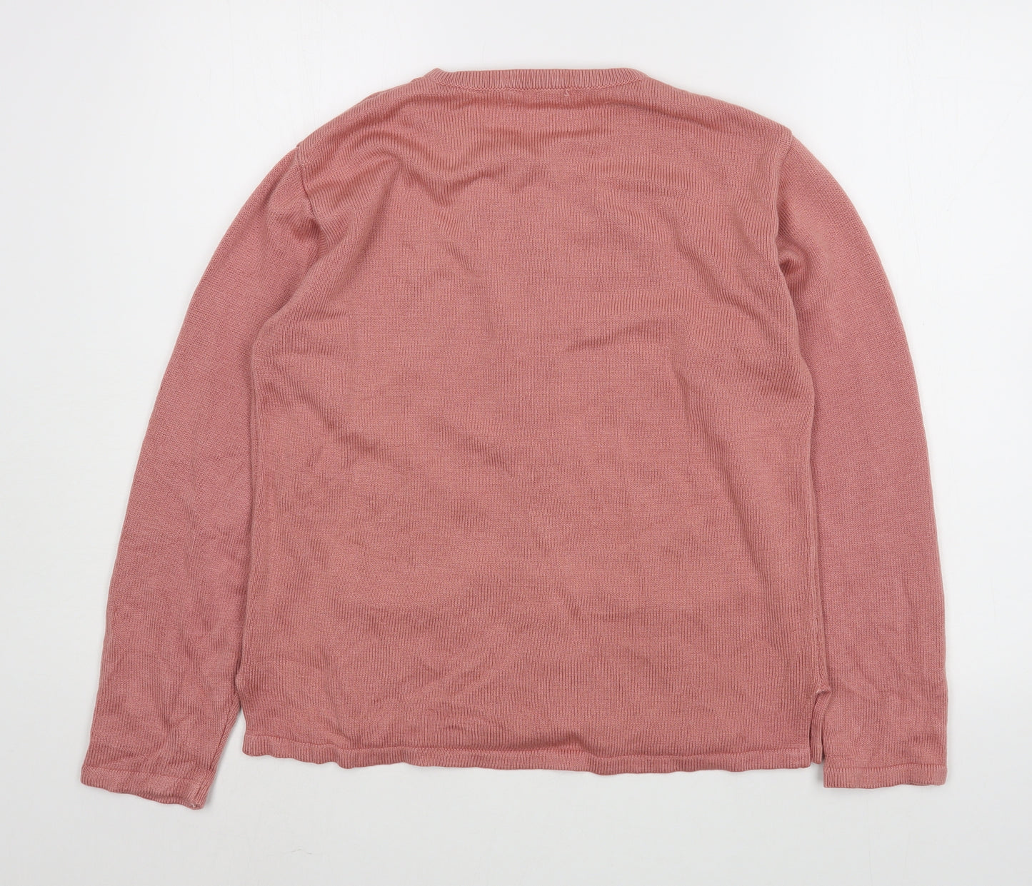 Preworn Womens Pink Round Neck  Acrylic Cardigan Jumper Size 12