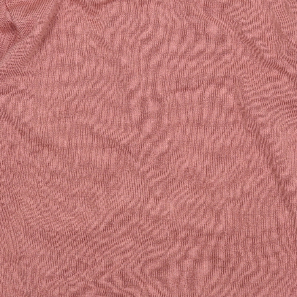 Preworn Womens Pink Round Neck  Acrylic Cardigan Jumper Size 12