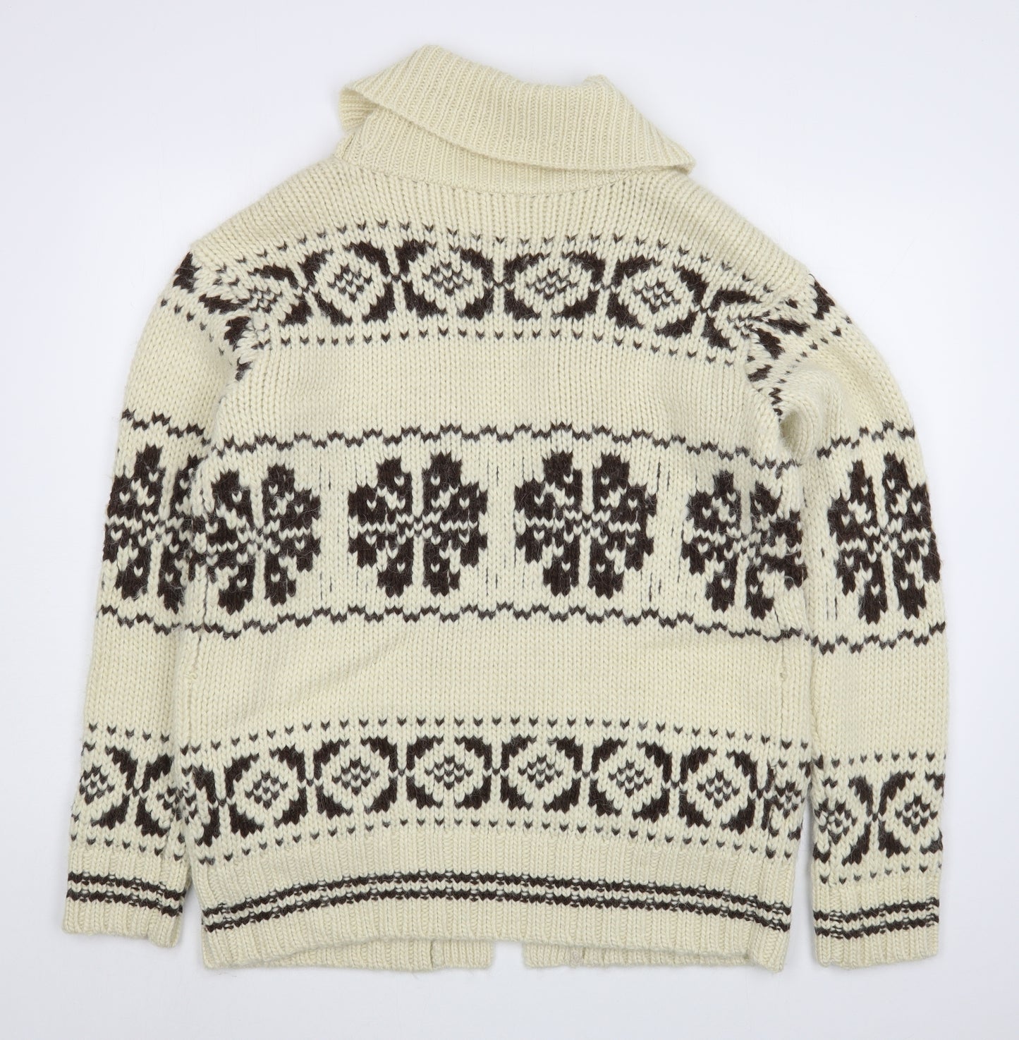 Polo by Ralph Lauren Mens Beige V-Neck Fair Isle Wool Cardigan Jumper Size L