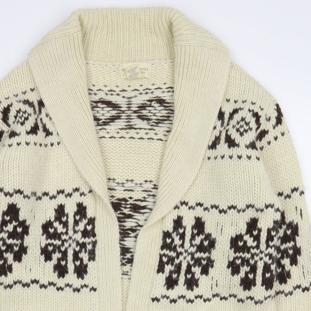 Polo by Ralph Lauren Mens Beige V-Neck Fair Isle Wool Cardigan Jumper Size L