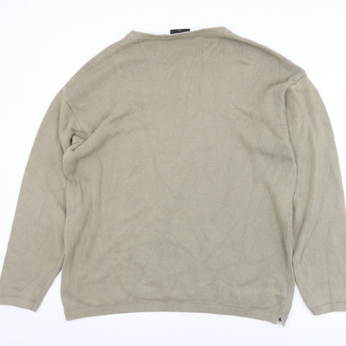 NEXT Mens Beige V-Neck  Cotton Pullover Jumper Size L