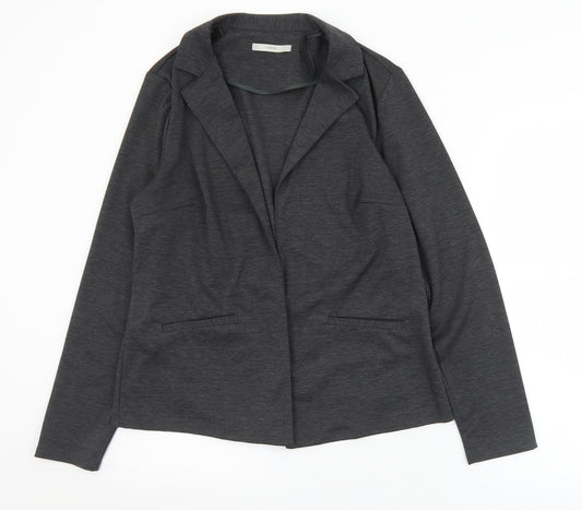 Front view of George women’s grey collared polyester cardigan jumper, size UK 14
