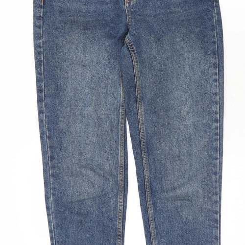 Topshop Womens Blue  Polyester Mom Jeans Size 25 L29 in Regular Zip