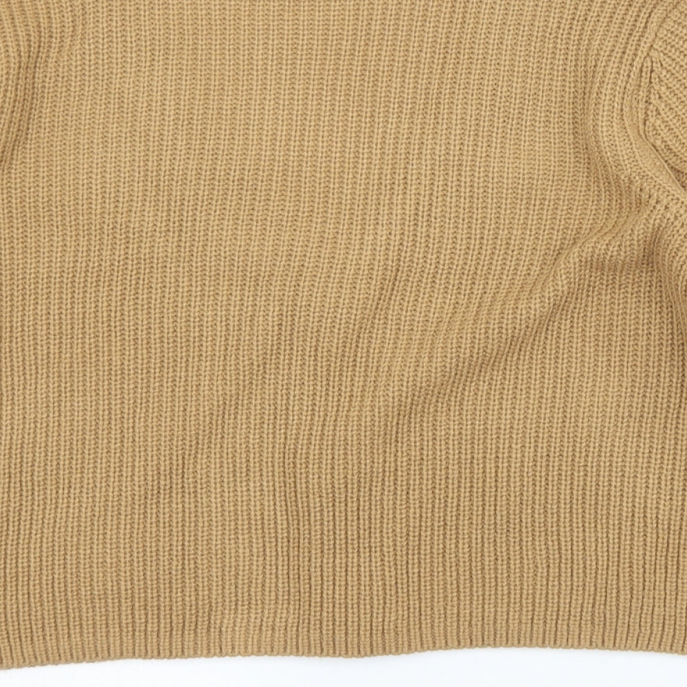 M&Co Womens Brown V-Neck  Acrylic Cardigan Jumper Size 14