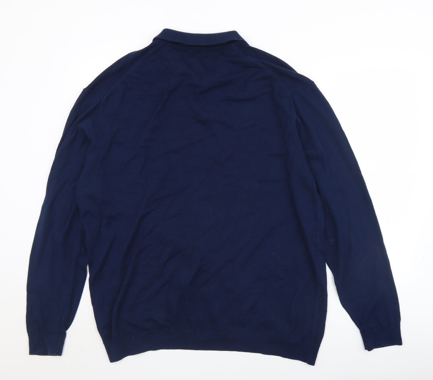 NEXT Mens Blue Collared  Cotton Pullover Jumper Size 2XL