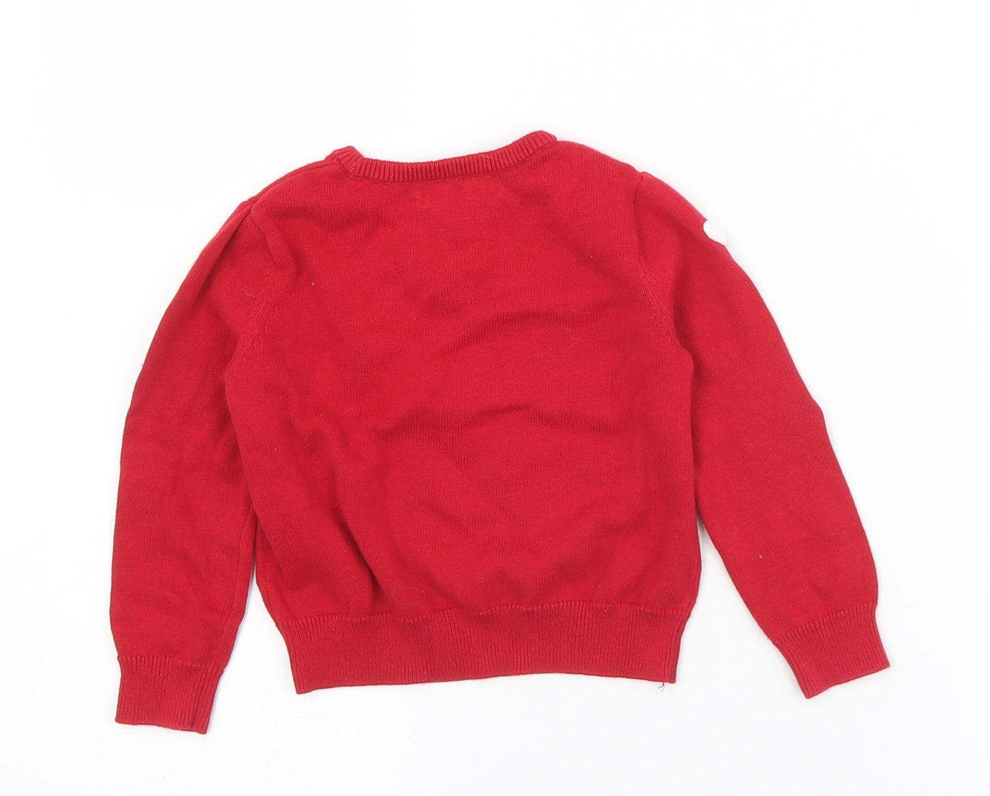H&M Girls Red Geometric Cotton Pullover Jumper Size 18-24 Months   - Hearts