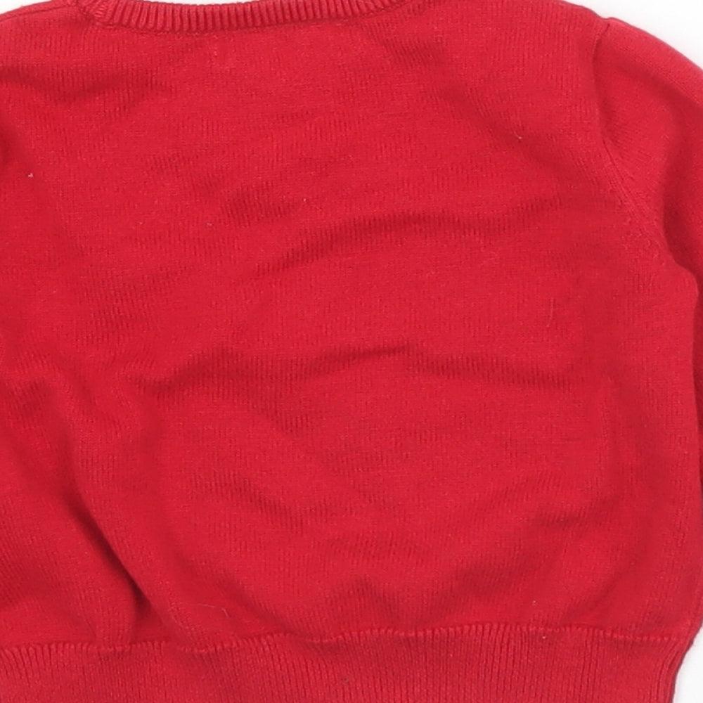 H&M Girls Red Geometric Cotton Pullover Jumper Size 18-24 Months   - Hearts