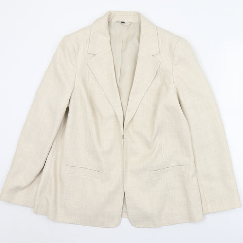 EWM Womens Beige   Jacket  Size 14  Hook & Eye