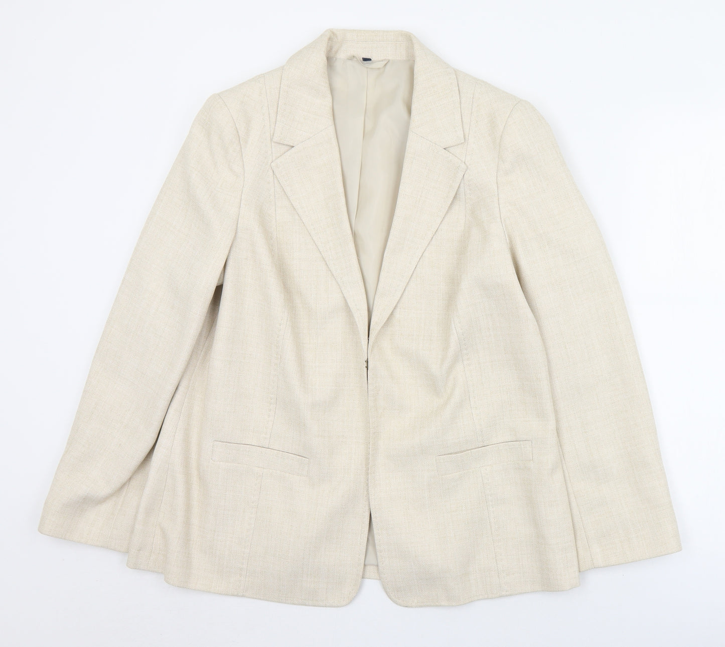 EWM Womens Beige   Jacket  Size 14  Hook & Eye