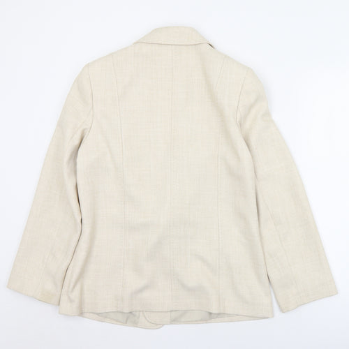 EWM Womens Beige   Jacket  Size 14  Hook & Eye