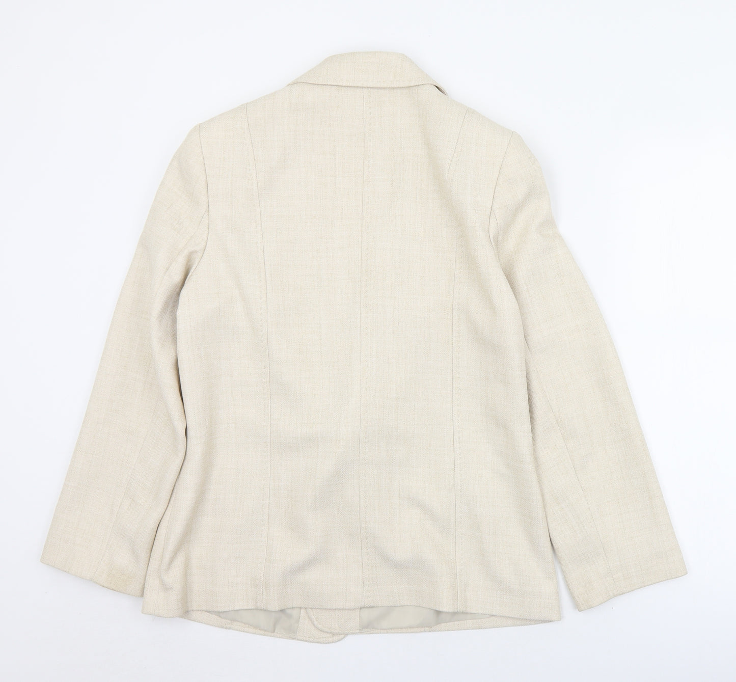 EWM Womens Beige   Jacket  Size 14  Hook & Eye
