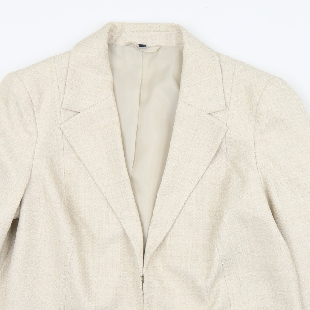 EWM Womens Beige   Jacket  Size 14  Hook & Eye