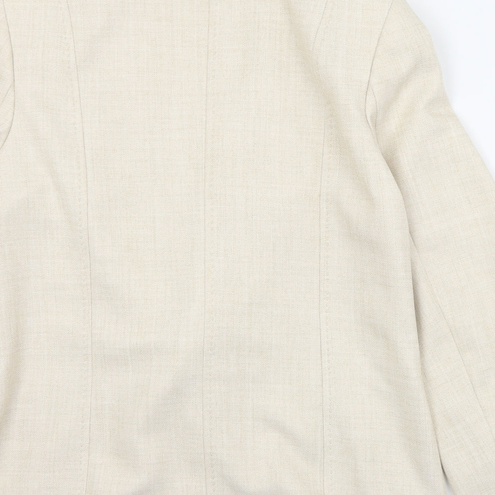 EWM Womens Beige   Jacket  Size 14  Hook & Eye